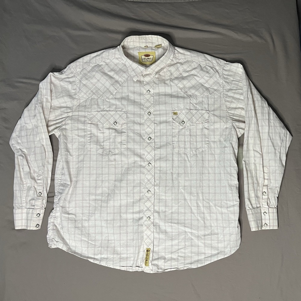 Larry Mahan Cowboy Collection Western Shirt Men's 4XL Plaid Diamond Pearl Snaps